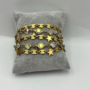 Deadstock RARE HTF VINTAGE KIRKS FOLLY CRYSTAL BEZEL STAR 4 STRAND BRACELET